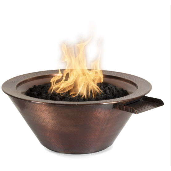 The Outdoor Plus 36"Cazo Hammered Copper Fire & Water Bowl - Electronic Ignition - OPT-102-36NWCB