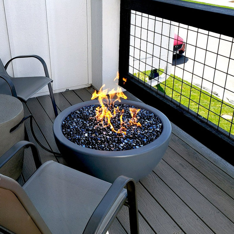 The Outdoor Plus 38" Luna Concrete Fire Bowl - Match Lit with Flame Sense System - OPT-LUN38FSML