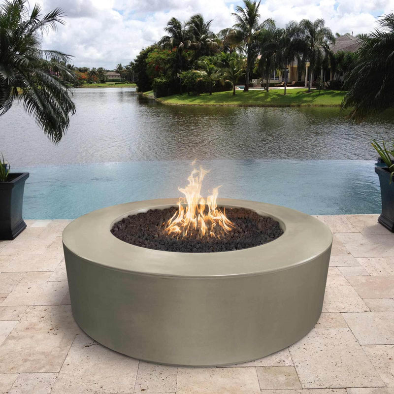 The Outdoor Plus 42" Florence Concrete Fire Pit - 12" Tall - Match Lit with Flame Sense System - OPT-FL42FSML