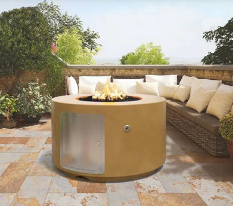 The Outdoor Plus 42" Florence Concrete Fire Pit - 24" Tall - Match Lit with Flame Sense System - OPT-FL4224FSML