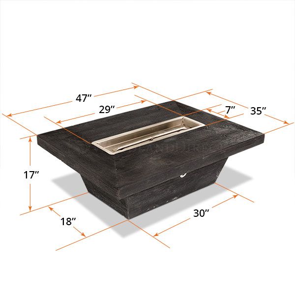 The Outdoor Plus 48" Carson GFRC Wood Grain Fire Pit - 24" Tall - 110V Plug & Play Electronic Ignition - OPT-CRS4836EKIT