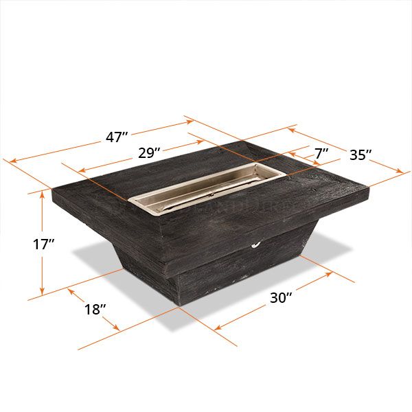 The Outdoor Plus 48" Carson GFRC Wood Grain Fire Pit - 24" Tall - Flame Sense System with Push Button Spark Igniter - OPT-CRS4836FSEN