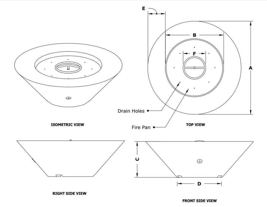 The Outdoor Plus  48" Cazo Concrete Fire Pit - 110V Plug & Play Electronic Ignition -OPT-CZ48EKIT