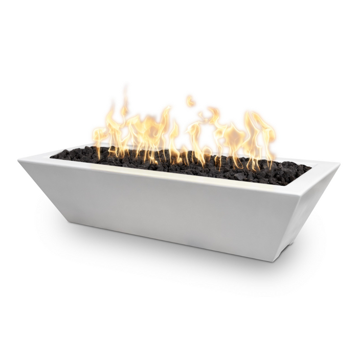 The Outdoor Plus 48" Linear Maya GFRC Concrete Fire Bowl - Electronic - OPT-4820MFOE12V