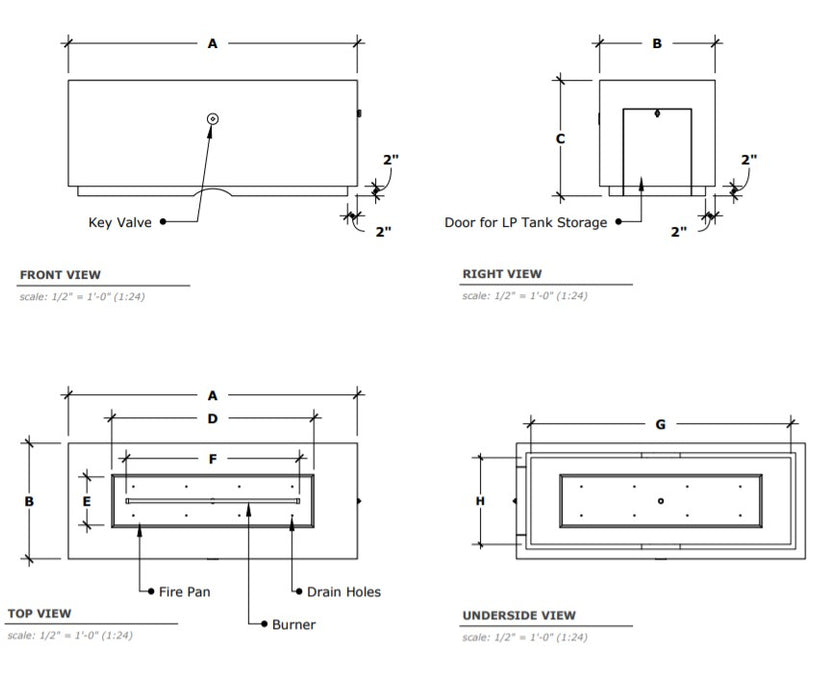 The Outdoor Plus 48" Pismo Concrete Steel Fire Pit - 110V Plug & Play Electronic Ignition - OPT-2448EKIT