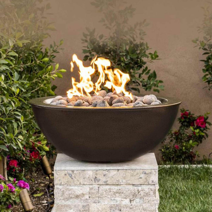 The Outdoor Plus 48" Sedona Concrete Narrow Ledge Fire Pit - Match Lit - OPT-SED48