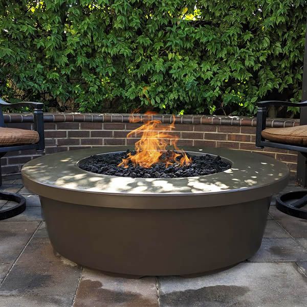 The Outdoor Plus 48" Tempe Concrete Gas Fire Pit - 110V Plug & Play Electronic Ignition - OPT-TEM48EKIT