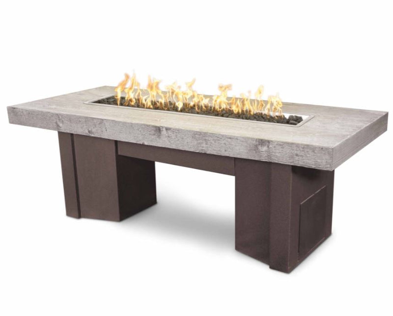 The Outdoor Plus 60" Alameda Fire Table Wood Grain - Match Lit - OPT-ALMWG60