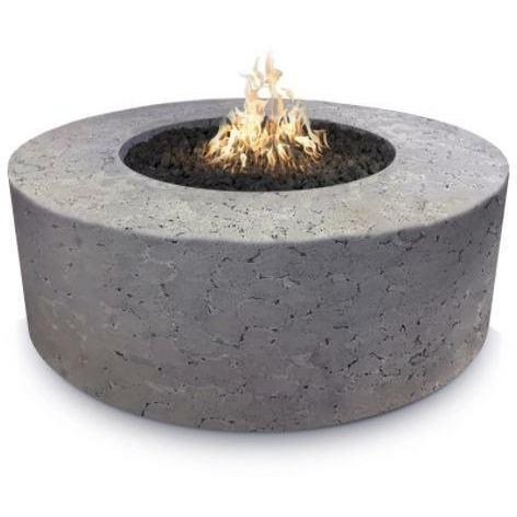 The Outdoor Plus 72" Florence Concrete Fire Pit - 20" Tall" - 110V Plug & Play Electronic Ignition - OPT-FL72EKIT