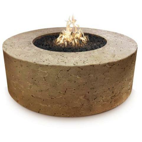 The Outdoor Plus 72" Florence Concrete Fire Pit - 20" Tall" - 110V Plug & Play Electronic Ignition - OPT-FL72EKIT