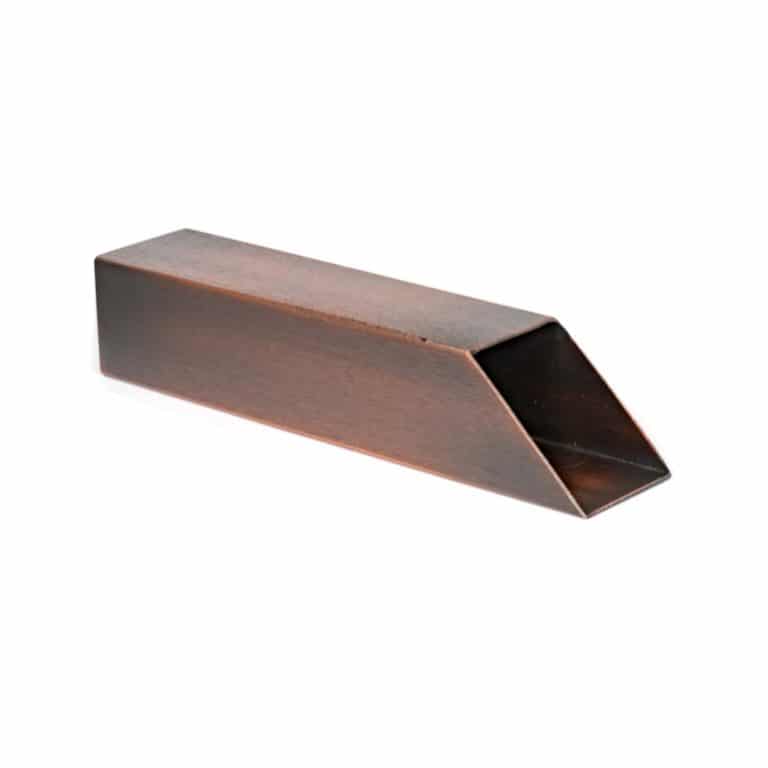 The Outdoor Plus Angled Mini Scupper Copper 2.5 x 2.5 x 12" - Open Back -OPT-MSAN12O