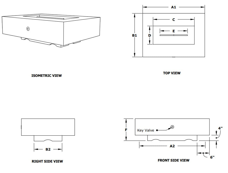 The Outdoor Plus Cabo Linear Fire Pit - 90" - Flame Sense System with Push Button Spark Igniter -OPT-CBLN90FSEN