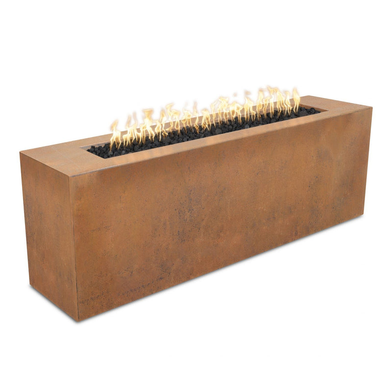 The Outdoor Plus Carmen 72" x 24" Corten Steel Fire Pit  - 12V Electronic Ignition - OPT-CRMCS7224E12V