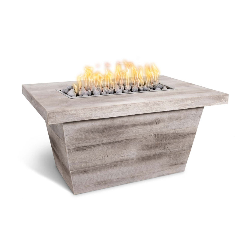 The Outdoor Plus Carson Wood Grain Concrete Fire Pit - 24" Tall - 110V Plug & Play Electronic Ignition - OPT-CRS8436EKIT