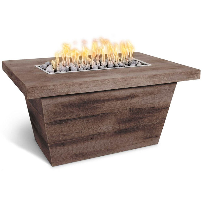 The Outdoor Plus Carson Wood Grain Concrete Fire Pit - 24" Tall - 12V Electronic Ignition - OPT-CRS6036E12V