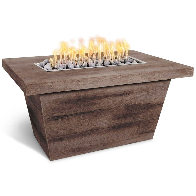 The Outdoor Plus Carson Wood Grain Concrete Fire Pit - 24" Tall - Flame Sense System with Push Button Spark Igniter - OPT-CRS6036FSEN