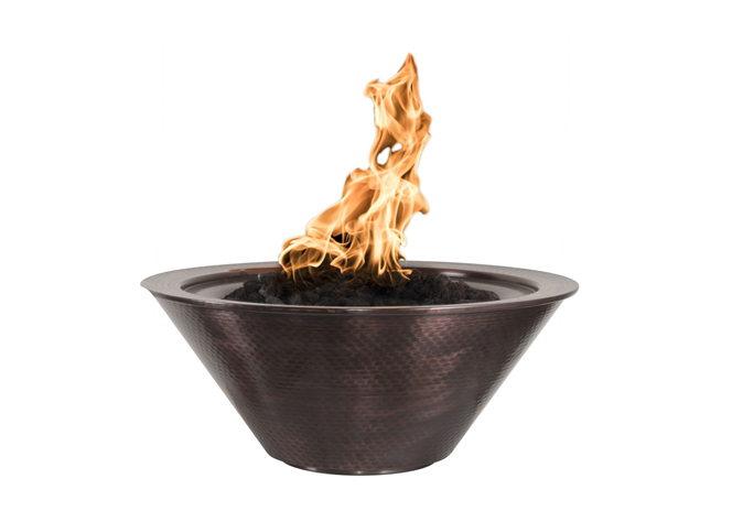 The Outdoor Plus 24 Cazo Hammered Copper Fire Bowl - Electronic Ignition - OPT-101-24NWF