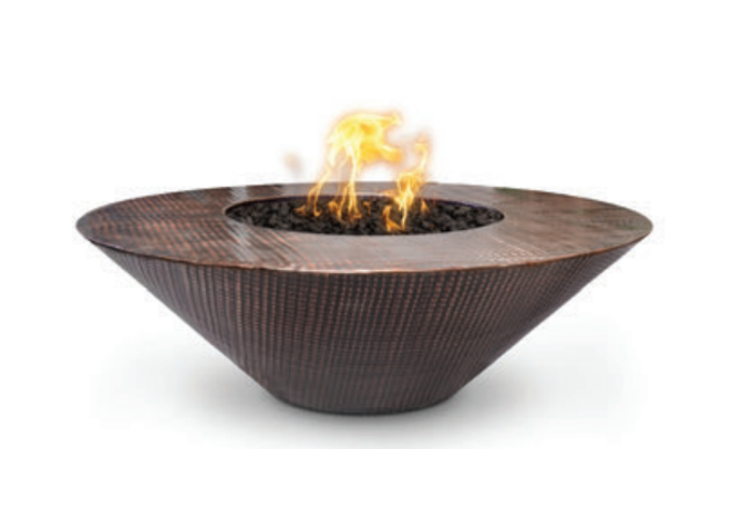 The Outdoor Plus Cazo Round Copper Fire Pit - 110V Plug & Play Electronic Ignition - OPT-RS48EKIT