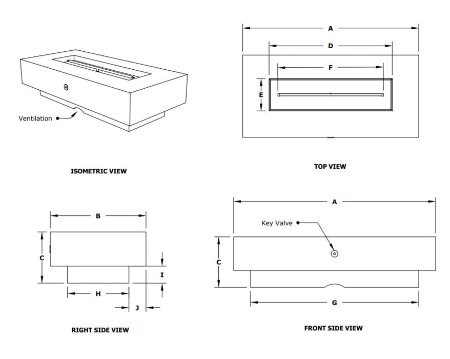 The Outdoor Plus Del Mar 84" Concrete Fire Pit - Flame Sense System with Push Button Spark Igniter -OPT-DEL8428FSEN