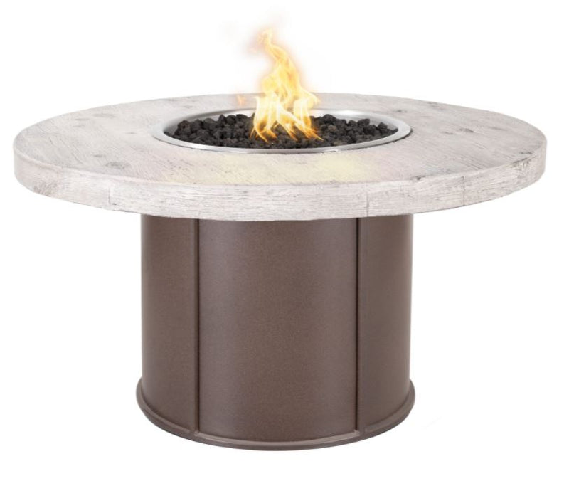 The Outdoor Plus Fresno 43" Steel and Wood Grain Fire Table - 12V Electronic Ignition - OPT-FRS43E12V