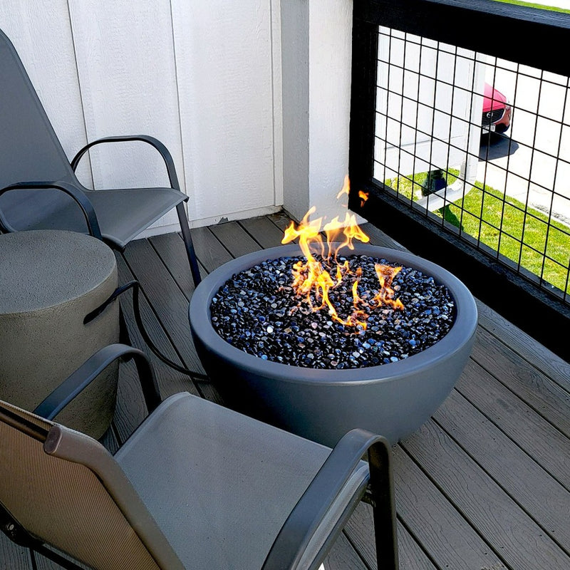 The Outdoor Plus Luna 30" Concrete Fire Pit - 110V Plug & Play Electronic Ignition - OPT-LUN30EKIT