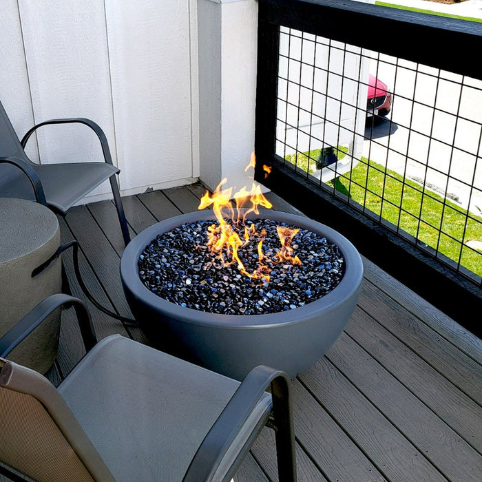 The Outdoor Plus Luna 38" Concrete Fire Pit - 110V Plug & Play Electronic Ignition - OPT-LUN38EKIT