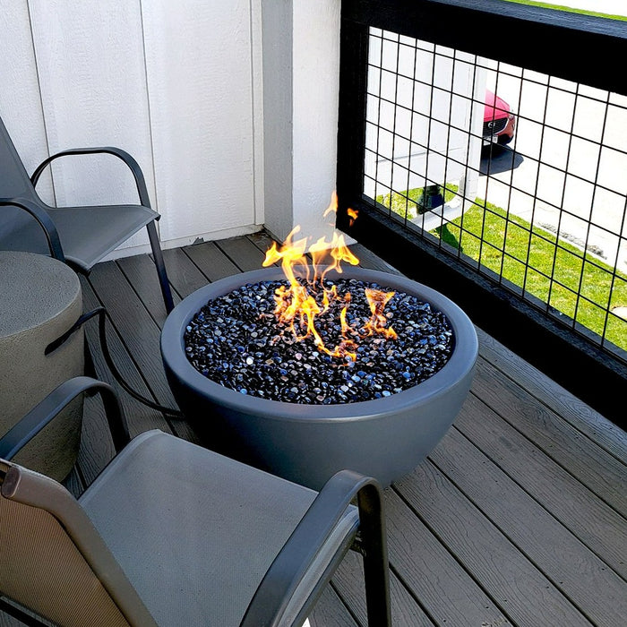 The Outdoor Plus Luna 38" Concrete Fire Pit - Flame Sense System with Push Button Spark Igniter - OPT-LUN38FSEN