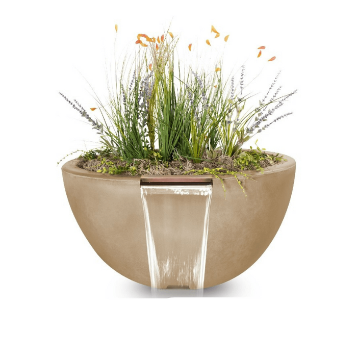 The Outdoor Plus Luna GFRC Concrete Round Planter and Water Bowl - OPT-LUNPW38