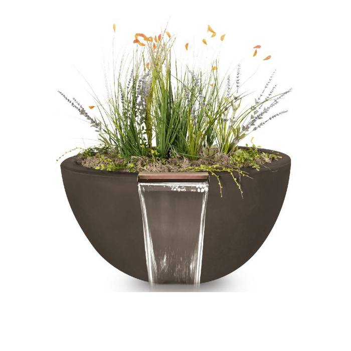 The Outdoor Plus Luna GFRC Concrete Round Planter and Water Bowl - OPT-LUNPW38