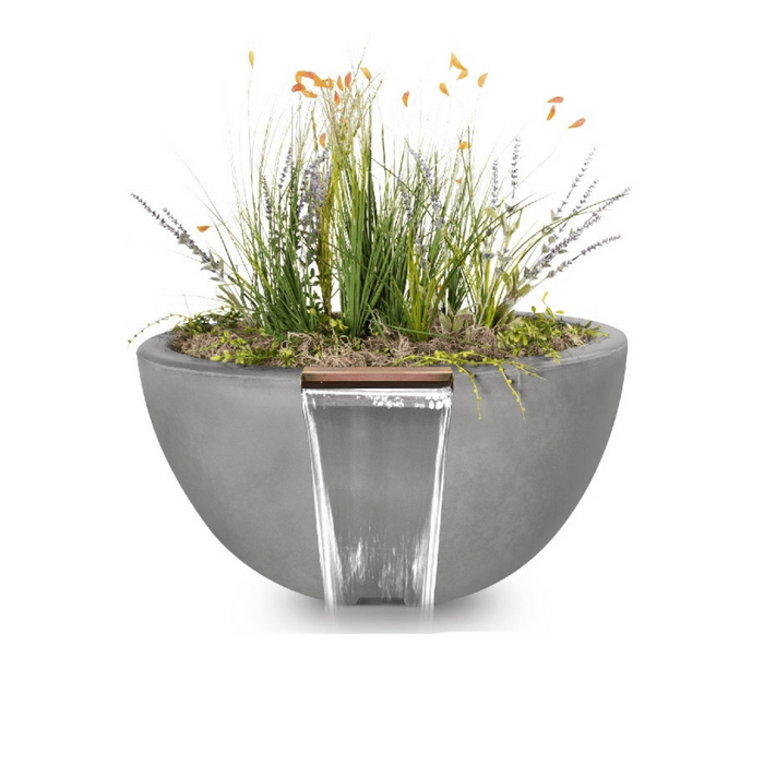 The Outdoor Plus Luna GFRC Concrete Round Planter and Water Bowl - OPT-LUNPW38