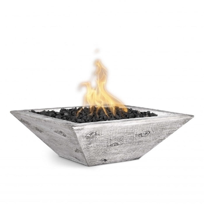 The Outdoor Plus Maya 12V Electronic Ignition  Wood Grain Square Fire Bowl - 30" - OPT-30SWGFOE12V