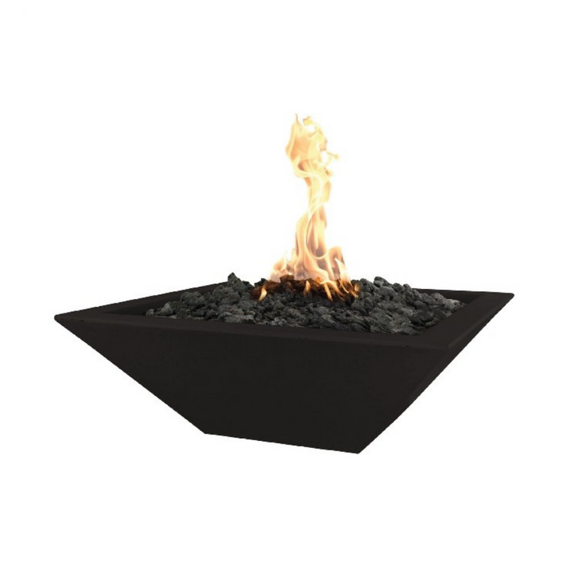 The Outdoor Plus  Maya GFRC Concrete Square Match Lit Fire Bowl -24" - OPT-24SFO