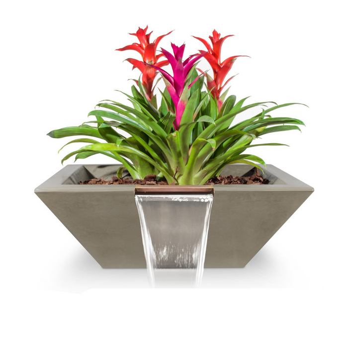 The Outdoor Plus Maya GFRC Concrete Square Planter and Water Bowl - 24" - OPT-24SPW