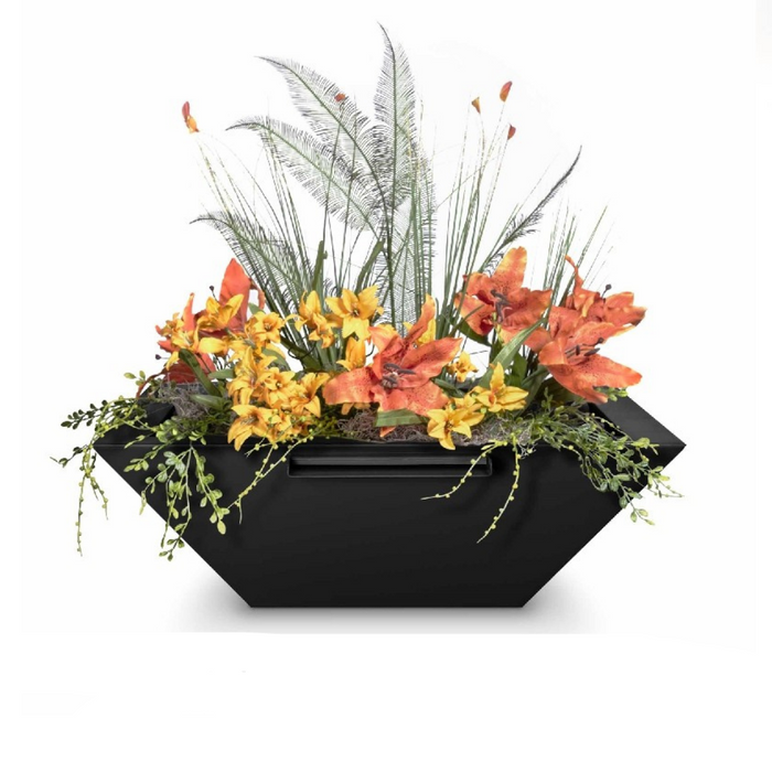 The Outdoor Plus Maya GFRC Concrete Square Planter and Water Bowl - 24" - OPT-24SPW