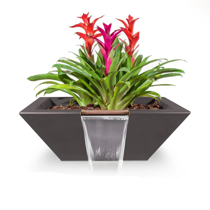 The Outdoor Plus Maya GFRC Concrete Square Planter and Water Bowl - 24" - OPT-24SPW