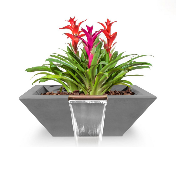 The Outdoor Plus Maya GFRC Concrete Square Planter and Water Bowl - 24" - OPT-24SPW