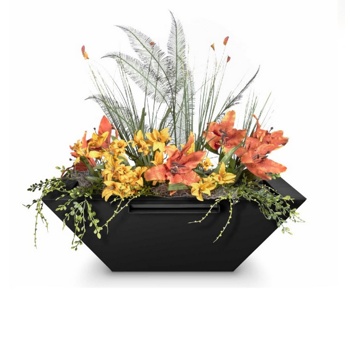 The Outdoor Plus Maya GFRC Concrete Square Planter and Water Bowl - 30" - OPT-30SPW