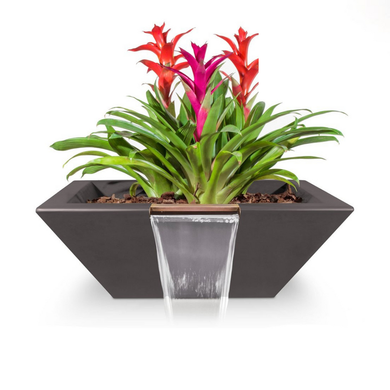The Outdoor Plus Maya GFRC Concrete Square Planter and Water Bowl - 30" - OPT-30SPW