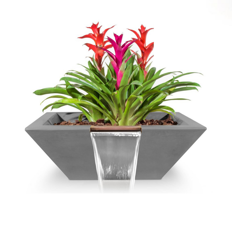 The Outdoor Plus Maya GFRC Concrete Square Planter and Water Bowl - 30" - OPT-30SPW