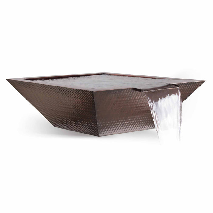 The Outdoor Plus Maya Hammered Copper Square Water Bowl - 24" - OPT-24SCW