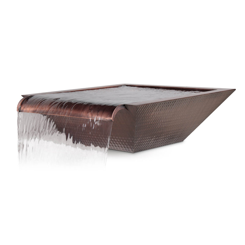 The Outdoor Plus Maya Hammered Copper Square Water Bowl - Wide Spillway - 24" - OPT-24SCXW