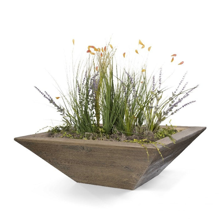 The Outdoor Plus Maya Wood Grain Square Planter Bowl - 30"  OPT-30SWGPO