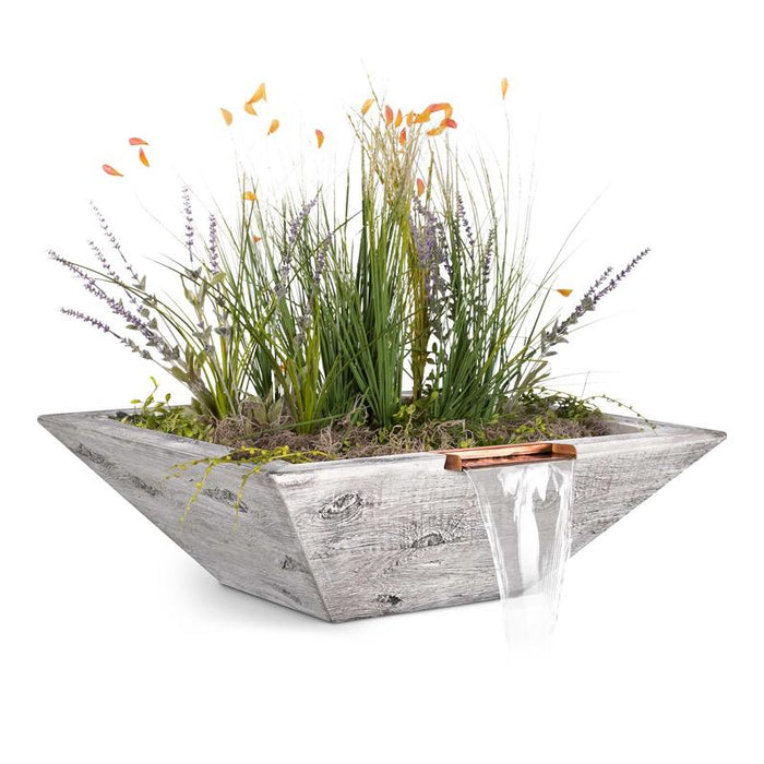 The Outdoor Plus Maya Wood Grain  Square Planter & Water Bowl - 24" - OPT-24SWGPW