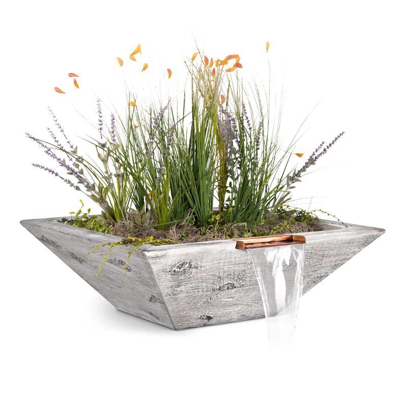 The Outdoor Plus Maya Wood Grain  Square Planter & Water Bowl - 30" - OPT-30SWGPW