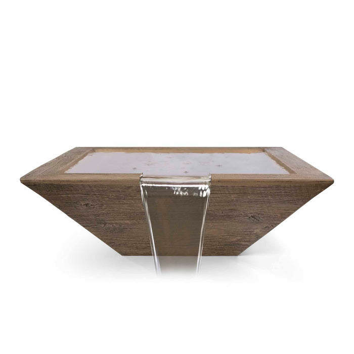 The Outdoor Plus Maya Wood Grain Square Water Bowl - 24" -  OPT-24SWGWO