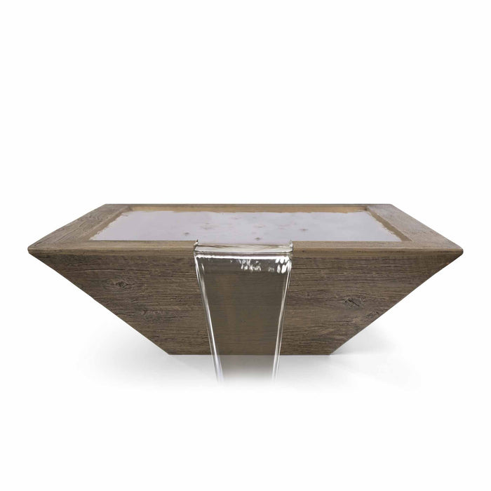 The Outdoor Plus Maya Wood Grain Square Water Bowl - 30" -  OPT-30SWGWO