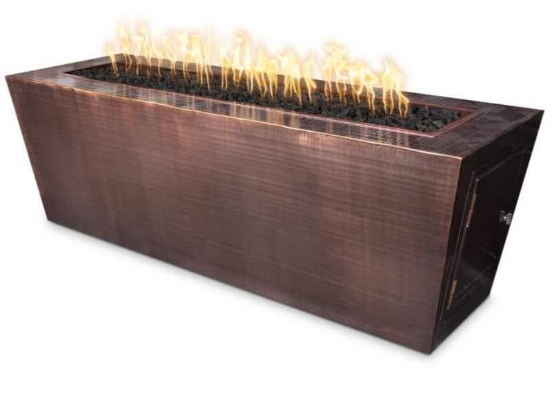 The Outdoor Plus Mesa 84" Fire Pit - Hammered Copper - Flame Sense System with Push Button Spark Igniter - OPT-CPRTT8424FSEN