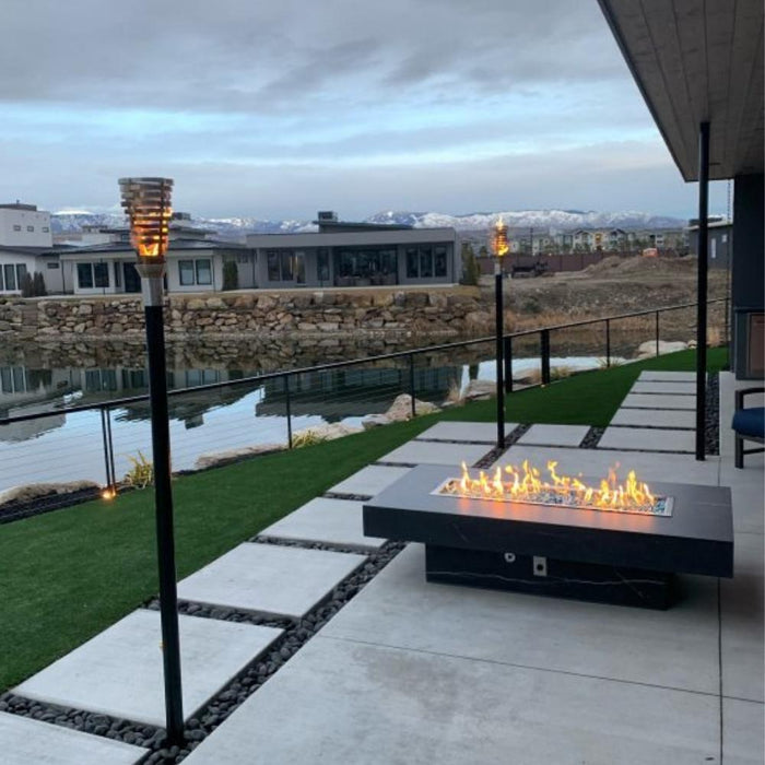 The Outdoor Plus Newport Concrete Fire Table 72" x 36" - Match Lit with Flame Sense System - OPT-NPTT72FSML