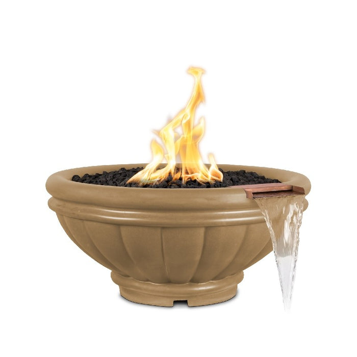 The Outdoor Plus Roma GFRC 12V Electronic Concrete Round Fire & Water Bowl - 24" - OPT-ROMFW24E12V