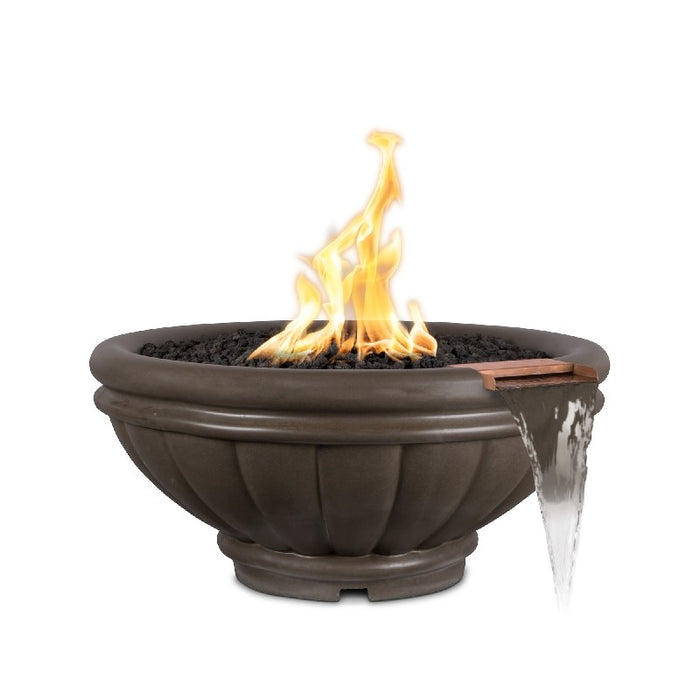 The Outdoor Plus Roma GFRC 12V Electronic Concrete Round Fire & Water Bowl - 24" - OPT-ROMFW24E12V